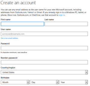 create account on microsoft