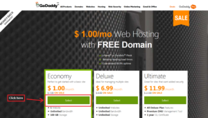 godaddy $1 hosting with free domain